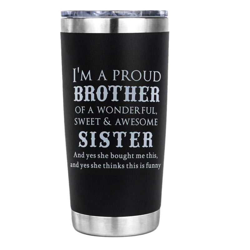 OHSunFLower2 Brother Gifts from Brothers Sister Birthday Gifts for Brothers Christmas Valentines Day  Im A Proud Brother 20 Oz Tumbler Presents for Bro