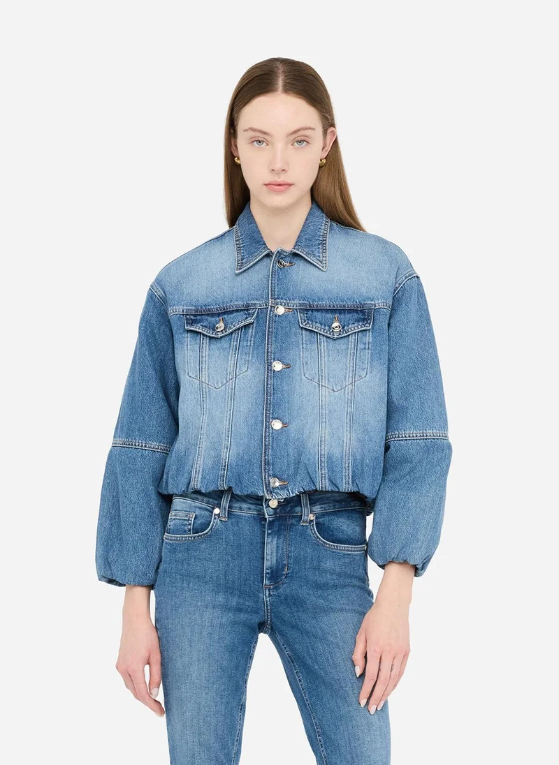 ليو جو Denim balloon jacket