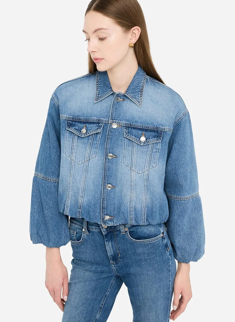 ليو جو Denim balloon jacket