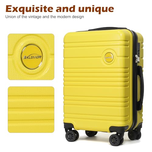 Aklsvion ABS+PC Carry on Luggage set with backpack 3 Pcs suitcace with Spinner wheels TSA Lock 20-In hardshell Lightweight Luggage set(Yellow) - Image 5