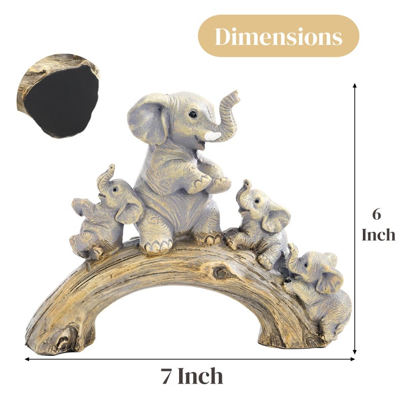 Eorbow Elephant Statue Home Decor, Cute Resin Elephants Figurine, Good Luck Elephant Gift for Women Mother's Day, Rustic Elephants Shelf Ornament Trunk up for Living Room Bedroom Office - Image 2