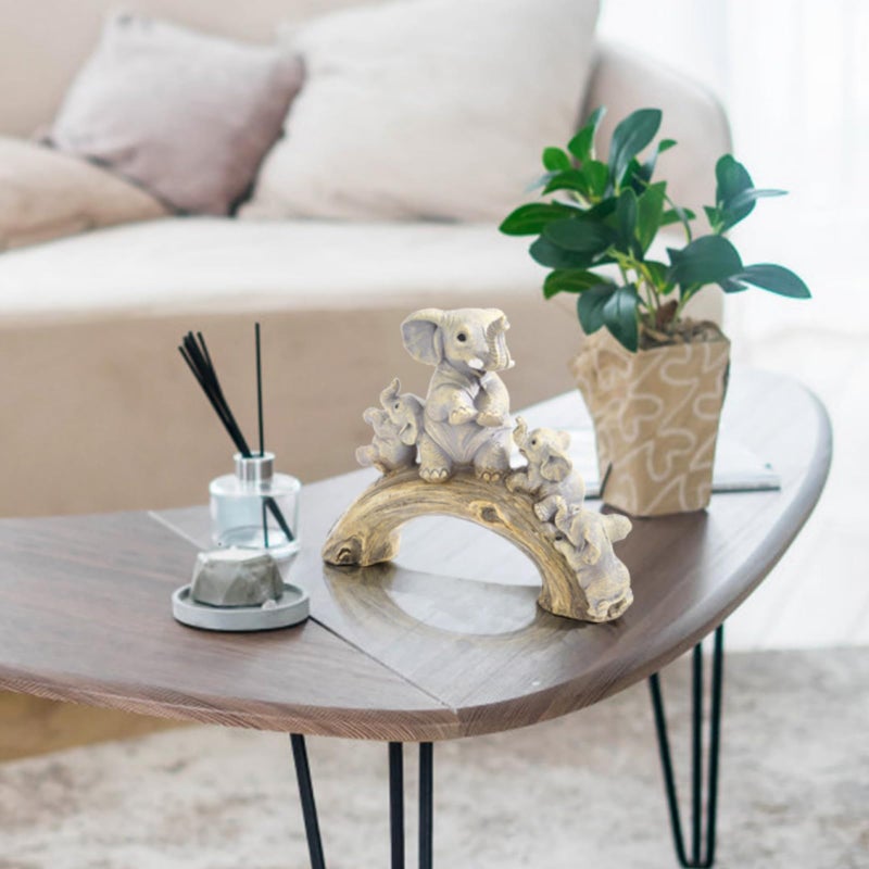 Eorbow Elephant Statue Home Decor, Cute Resin Elephants Figurine, Good Luck Elephant Gift for Women Mother's Day, Rustic Elephants Shelf Ornament Trunk up for Living Room Bedroom Office - Image 5