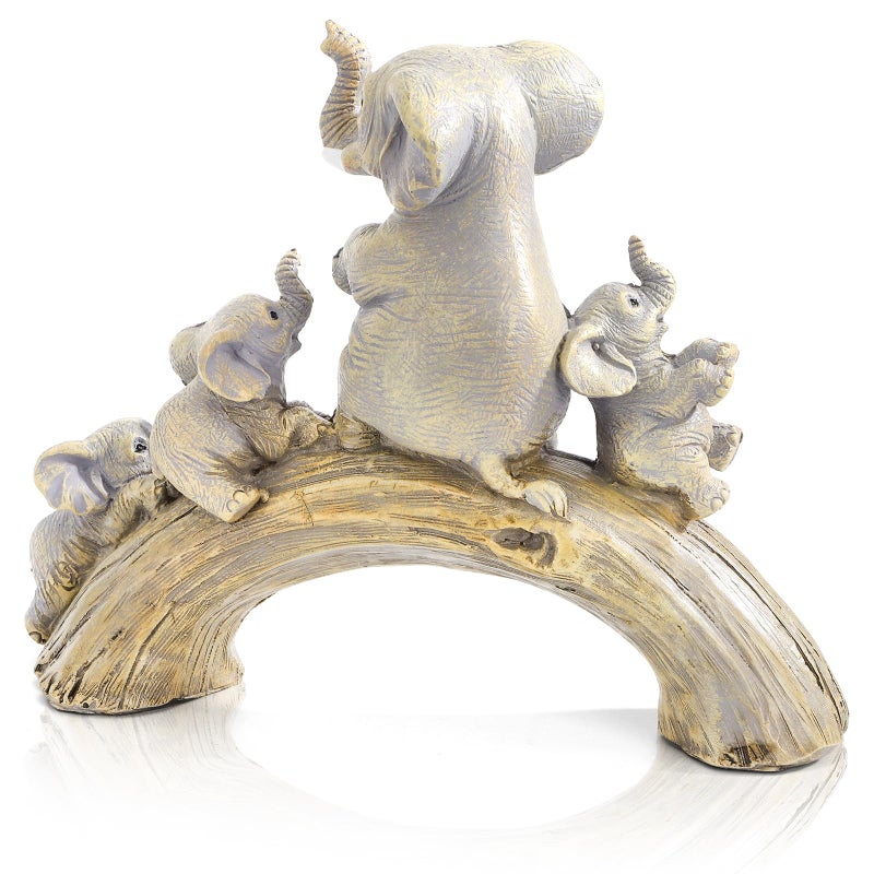 Eorbow Elephant Statue Home Decor, Cute Resin Elephants Figurine, Good Luck Elephant Gift for Women Mother's Day, Rustic Elephants Shelf Ornament Trunk up for Living Room Bedroom Office - Image 4