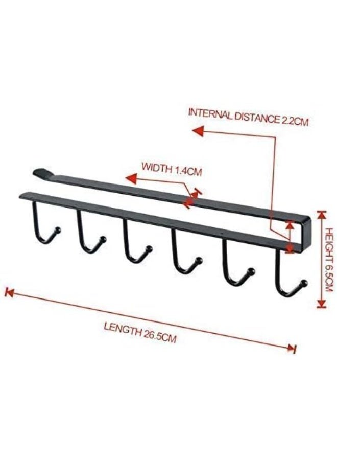 حامل مجات معدني – رف تعليق أكواب مع 5 خطافات للتنظيم خلف الأبواب أو على الحائط - Image 1