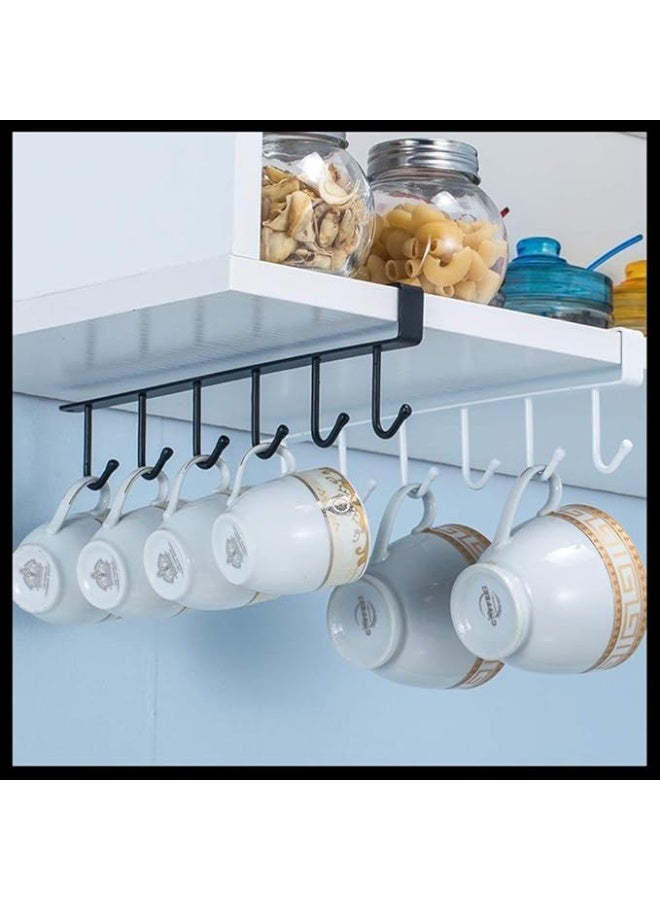 حامل مجات معدني – رف تعليق أكواب مع 5 خطافات للتنظيم خلف الأبواب أو على الحائط - Image 3