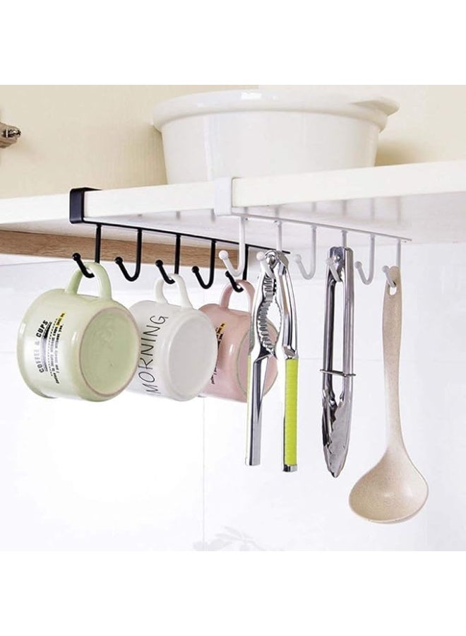 حامل مجات معدني – رف تعليق أكواب مع 5 خطافات للتنظيم خلف الأبواب أو على الحائط - Image 5