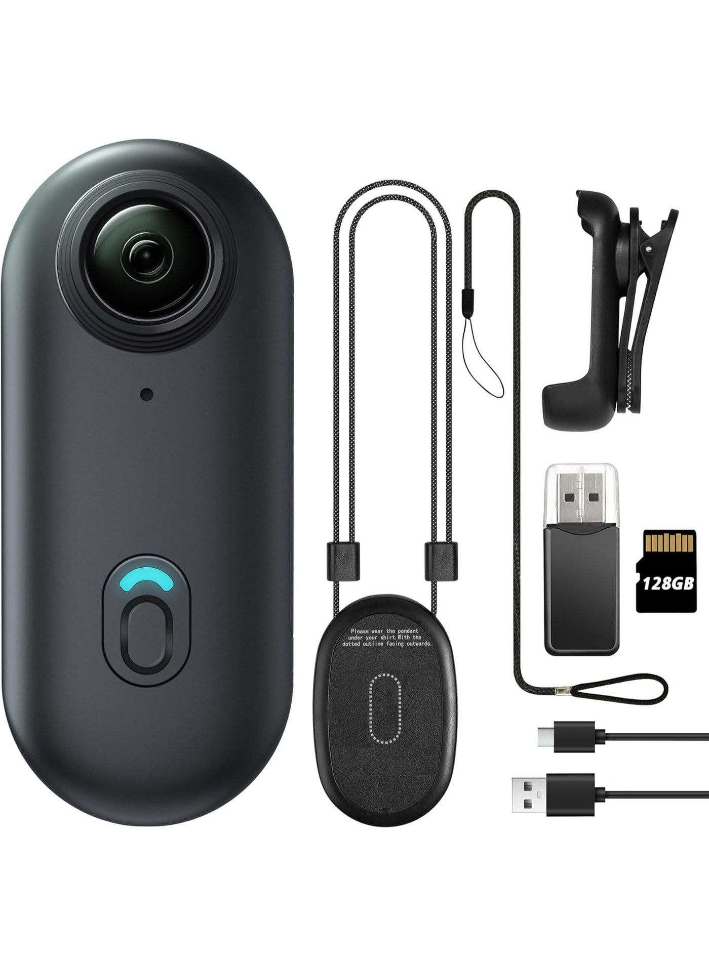 4K 128GB Mini Body Camera, Wearable Action Body Cam, Thumb Size Hands Free Recording Body Worn Camera, Premium Portable Camcorder Mount Anywhere for Work, Travel, Pet Walking (Black)