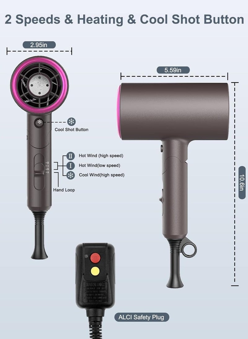 DOSCHER Ionic Hair Dryer 1600W - Fast Drying Blower Hair Dryer with Thermo-Control, Low Noise, Includes Hair Diffuser and Concentrator for Perfect Styling - Image 4