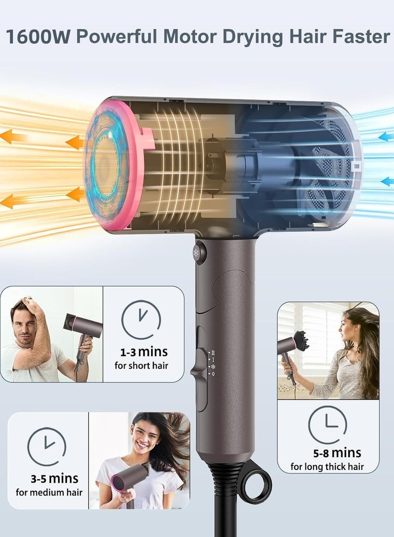 DOSCHER Ionic Hair Dryer 1600W - Fast Drying Blower Hair Dryer with Thermo-Control, Low Noise, Includes Hair Diffuser and Concentrator for Perfect Styling - Image 3