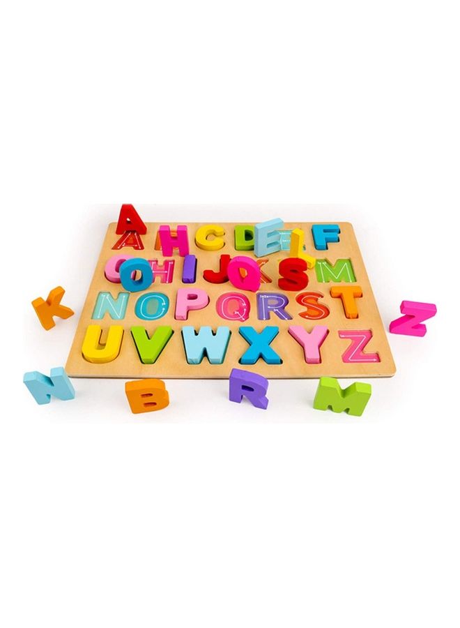 أحرف الأبجدية الخشبية الملونة لغز تعليمي مع جانب خلفي - Image 2