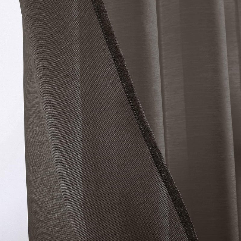 DONREN Chocolate Brown Texured Sheer Curtains Living Room Curtain - 96 inch Length Transparent Voile Drapes Grommet Window Treatment 2 Panels - Image 4