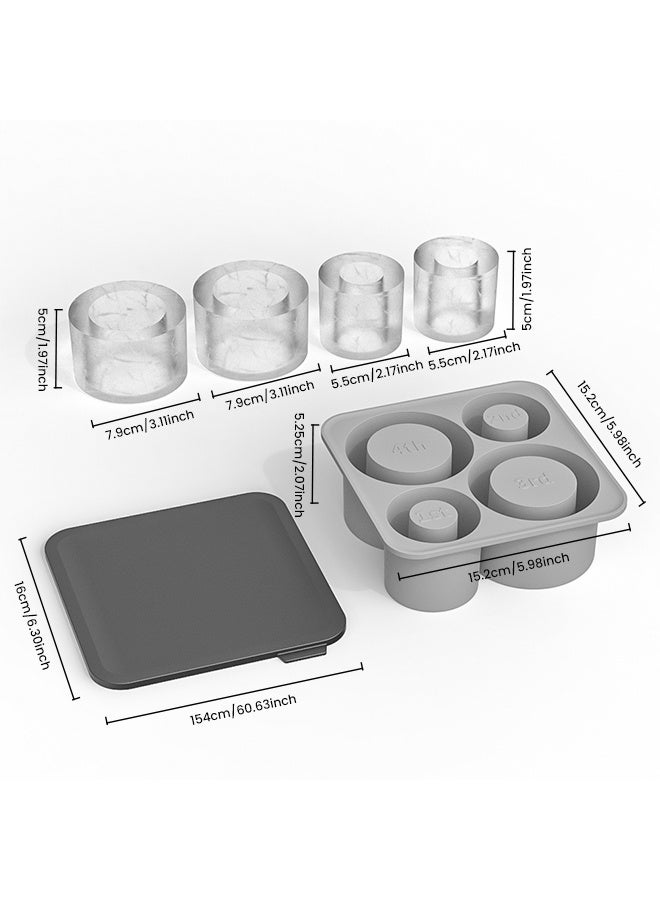 HomKawt Ice Cube Mold Silicone Ice Cube Tray for 20-30-40 oz Tumbler Cup, Slow Melting Ice Mold with Lid, Easy Release Ice Maker，Suitable for Beverages and Whiskey-Grey - Image 3