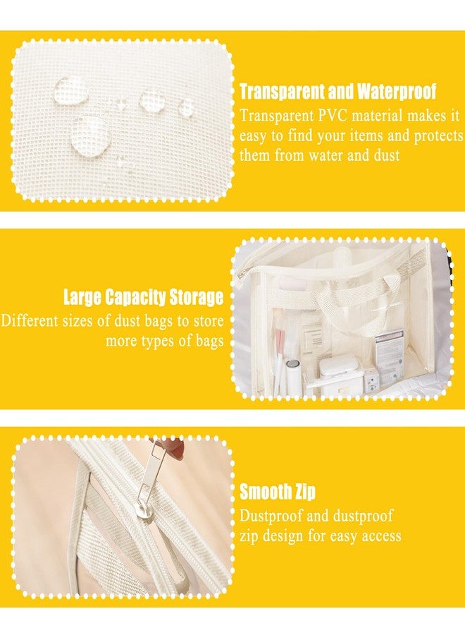 MOAMUN 12PC Dust Bags for Handbags with 12 Hooks, Clear PVC Handbag Storage Dust Bags with Zippers and Handles, Plastic Hanging Dust Cover Bag Holder Purse Storage Organizer for Closet (3 Size) - Image 5