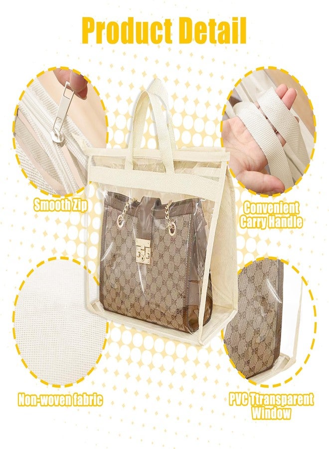 MOAMUN 12PC Dust Bags for Handbags with 12 Hooks, Clear PVC Handbag Storage Dust Bags with Zippers and Handles, Plastic Hanging Dust Cover Bag Holder Purse Storage Organizer for Closet (3 Size) - Image 4