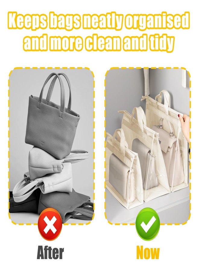 MOAMUN 12PC Dust Bags for Handbags with 12 Hooks, Clear PVC Handbag Storage Dust Bags with Zippers and Handles, Plastic Hanging Dust Cover Bag Holder Purse Storage Organizer for Closet (3 Size) - Image 2