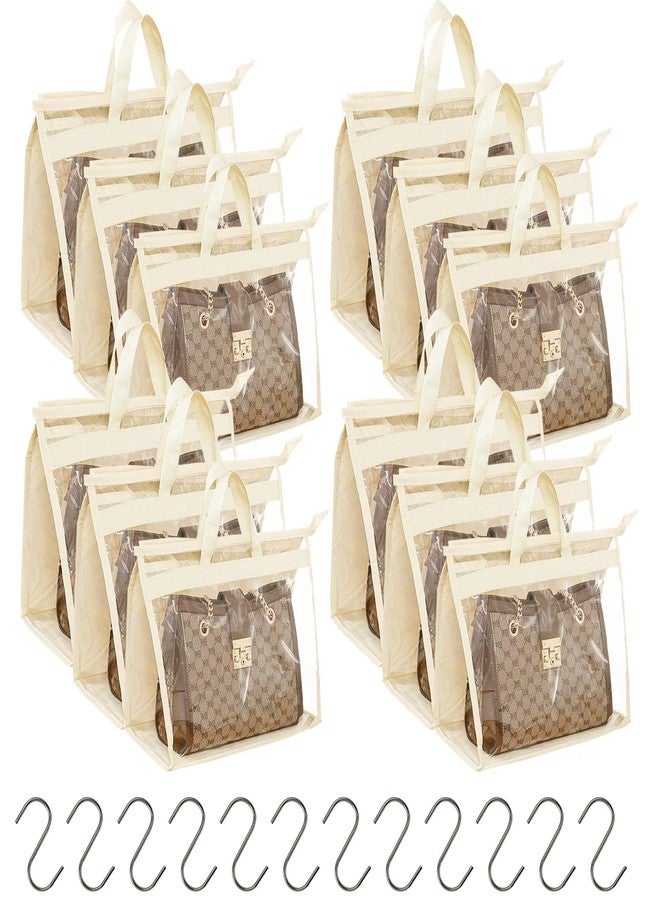 MOAMUN 12PC Dust Bags for Handbags with 12 Hooks, Clear PVC Handbag Storage Dust Bags with Zippers and Handles, Plastic Hanging Dust Cover Bag Holder Purse Storage Organizer for Closet (3 Size) - Image 1