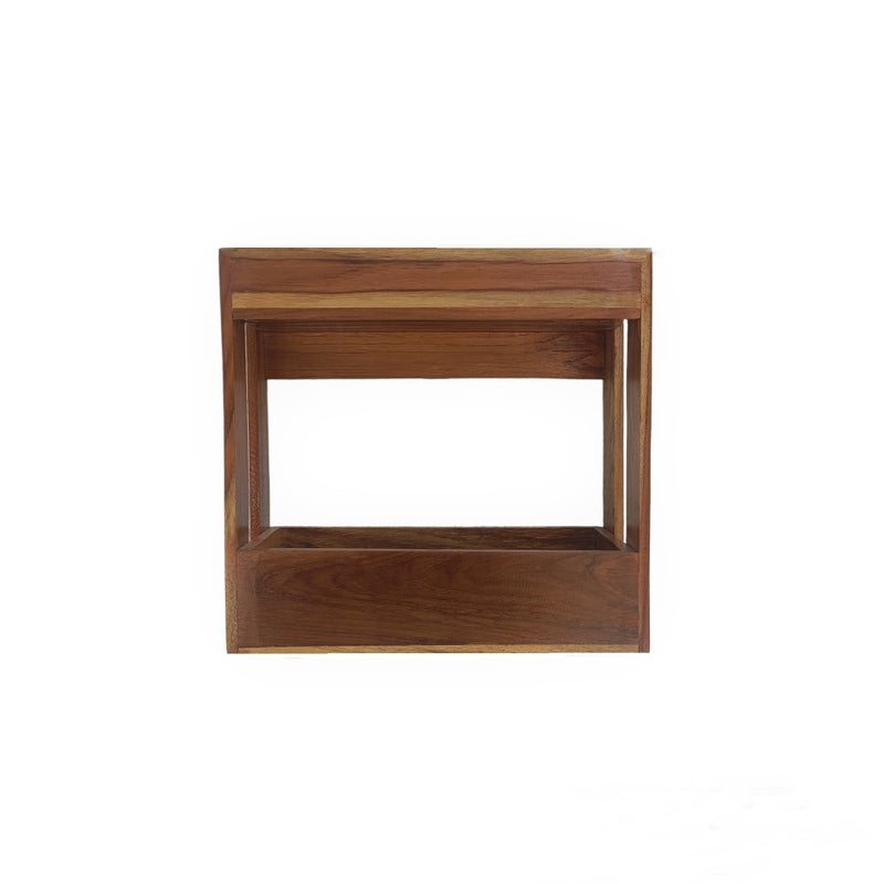 TEAKWOODKART Teakwood Make Bathroom Utility Shampoo Rack, Shelves with Natural Teakwood Brown Color, L 12 x B 4.5 x H 11 inches, BT013  - Image 3