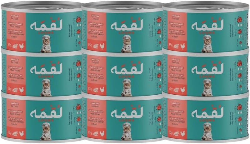 لقمة دجاج مع سمك السلمون في مرق (85غx9)