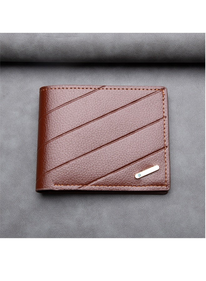 Men's Ultra-thin Short Wallet With Multiple Card Slots, Soft Wallet, Light Brown  - Image 1
