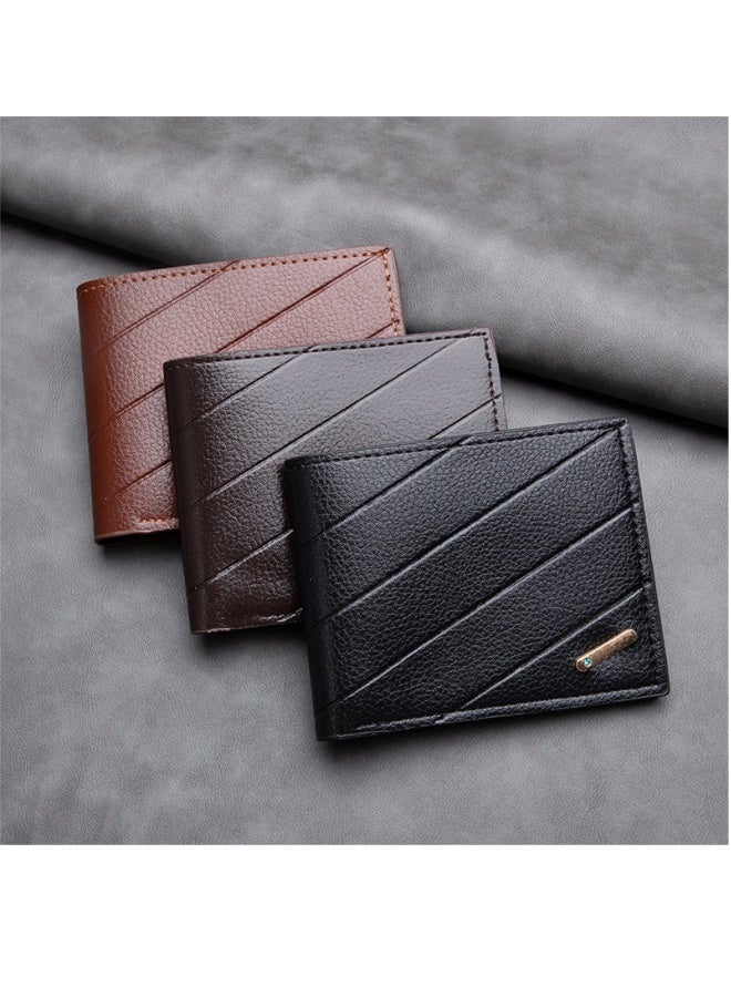 Men's Ultra-thin Short Wallet With Multiple Card Slots, Soft Wallet, Light Brown  - Image 2
