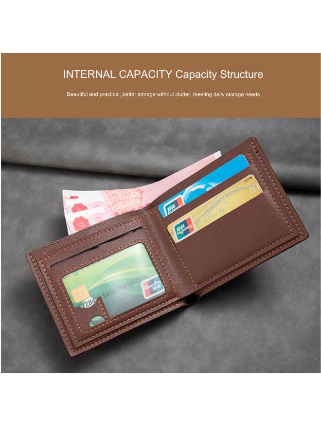 Men's Ultra-thin Short Wallet With Multiple Card Slots, Soft Wallet, Light Brown  - Image 4