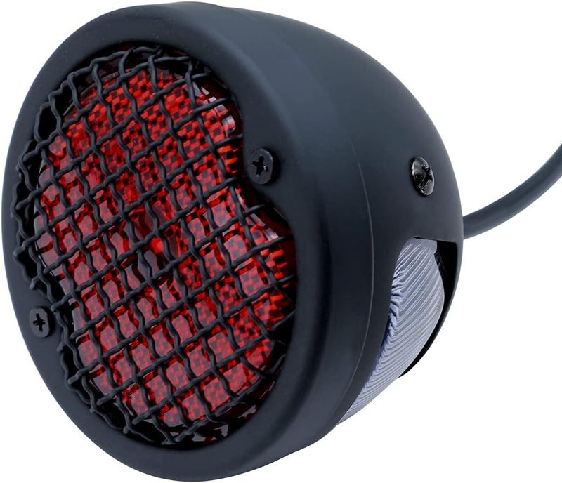 FATECIM Round Motorcycle LED Tail Light with Red Lens and Grille for Harley, Honda, Yamaha, Suzuki, Kawasaki - Image 2