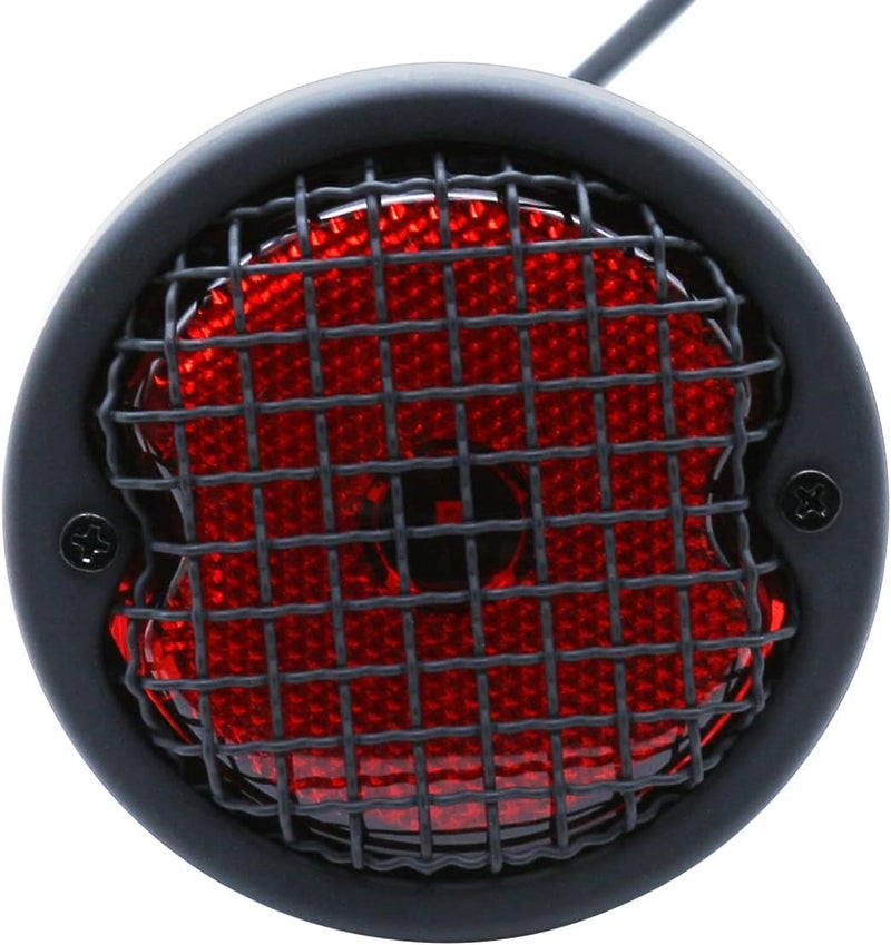 FATECIM Round Motorcycle LED Tail Light with Red Lens and Grille for Harley, Honda, Yamaha, Suzuki, Kawasaki - Image 3