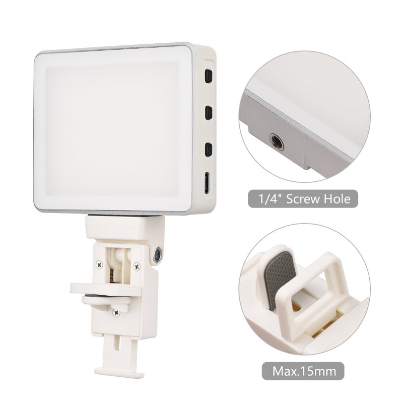 NiceFoto SL-60B Pocket LED Video Light Video Conference Lighting 5 Levels Adjustable Brightness 5600K CRI96+ Built-in Battery with Computer Clamp USB Charging Cable Carry Bag for Vlog Live Streaming - Image 4