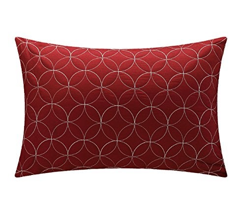 Chic Home 7 Piece Iris Reversible Large Scale Floral Design Printed with Diamond Pattern Reverse Comforter Set, Queen, Red - Image 5