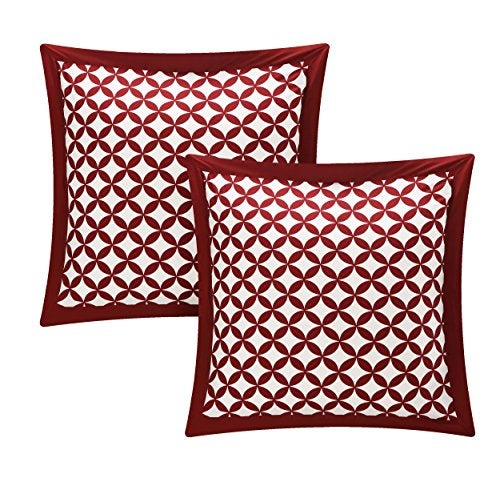 Chic Home 7 Piece Iris Reversible Large Scale Floral Design Printed with Diamond Pattern Reverse Comforter Set, Queen, Red - Image 4