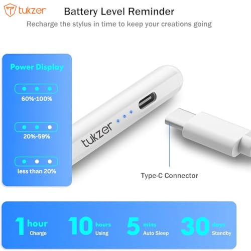 Tukzer Active 2nd Gen Stylus Pen iPad Pencil | Palm Rejection, Tilt Sensor, High Precision| for only iPad 2018 Onwards iPad(6/7/8/9/10) Air(3/4/5) Pro11(1/2/3/4) Pro12.9 (3/4/5/6) Mini(6/5) White - Image 2