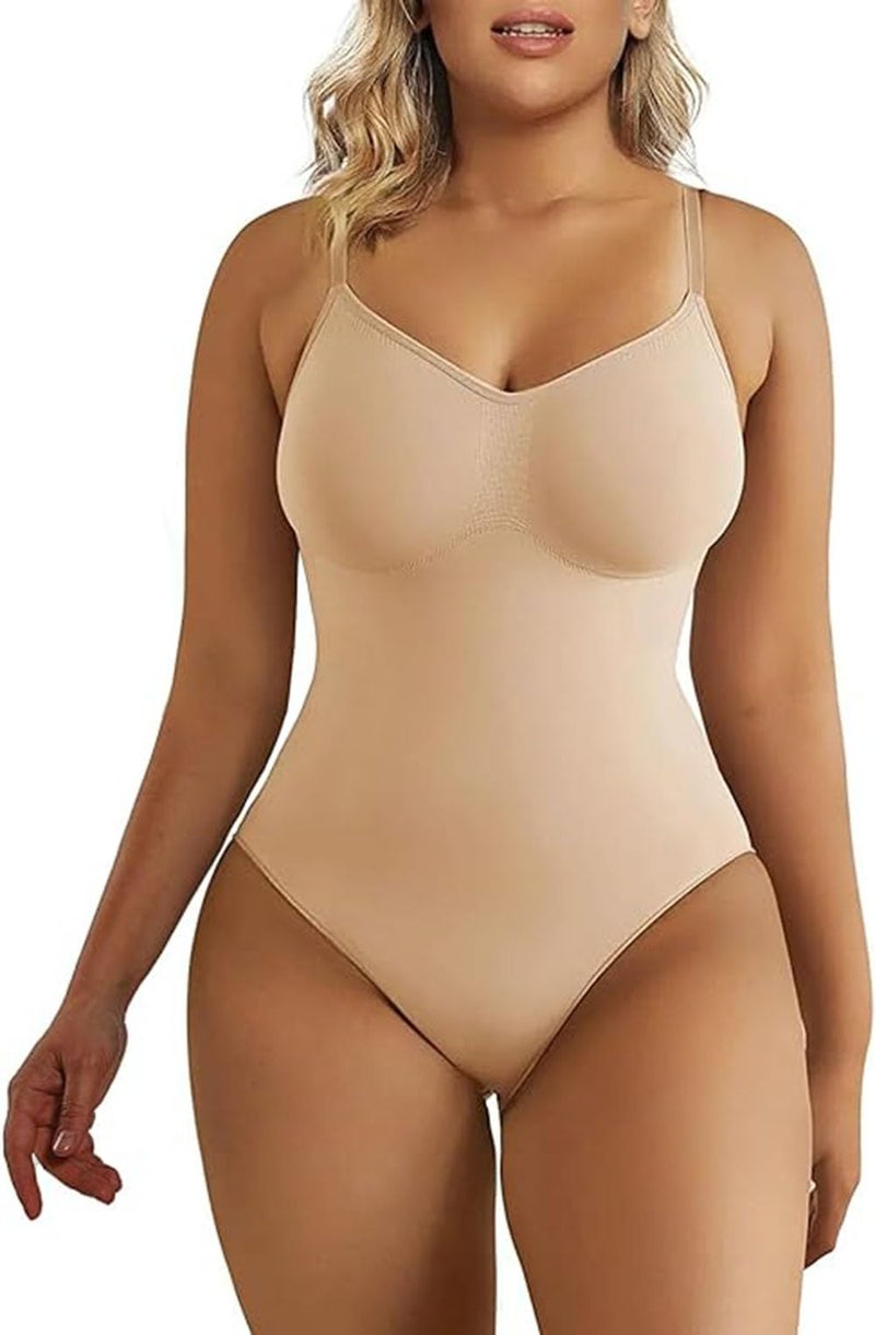 TESMEZY Women Shapewear Tummy Control Bodysuit Seamless Sculpting Waist shaper Thong or Brief (ED025_Beige_XL) - Image 1