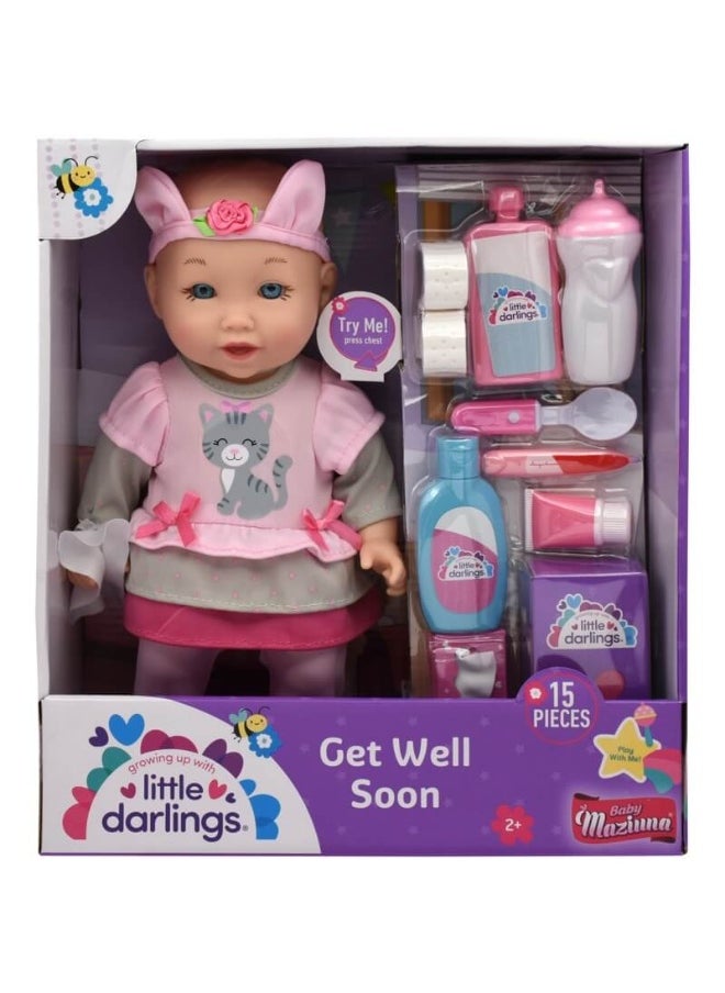 Baby Maziuna Baby Maziuna Little Darlings Get Well Soon Doll & Playset (15 Pieces)  - Image 1