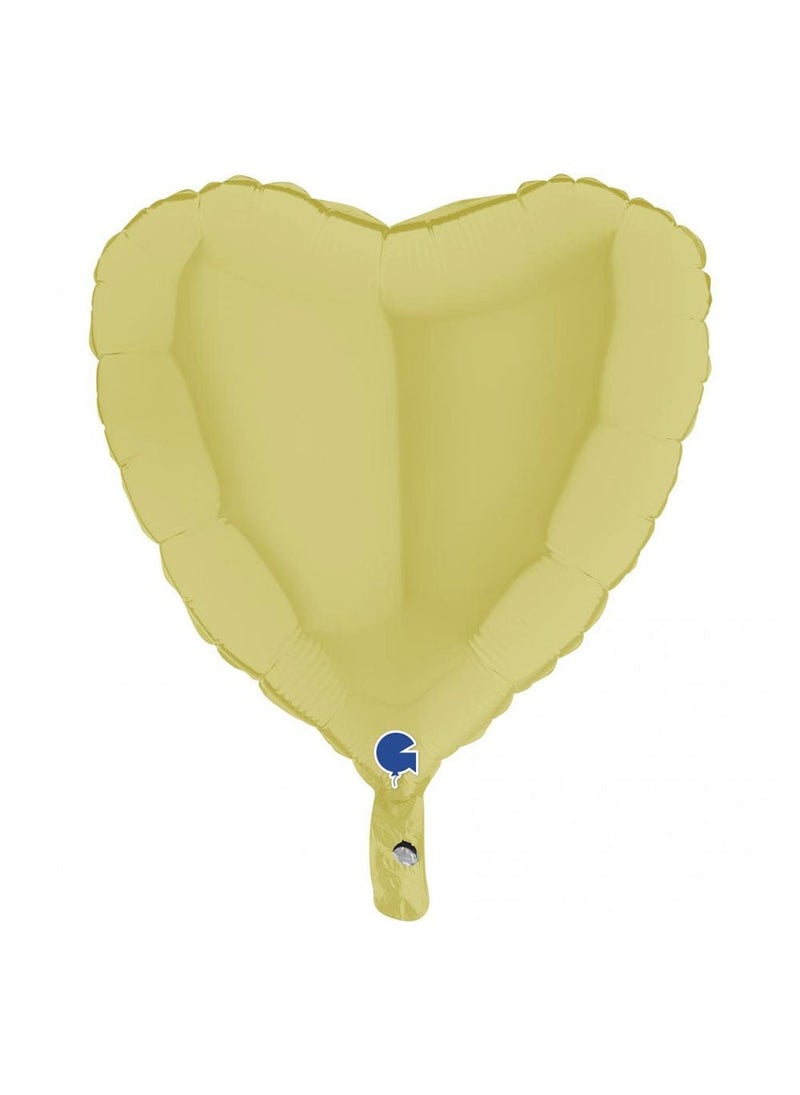 Heart Shaped Foil Balloon Matte Pastel Yellow 46cm