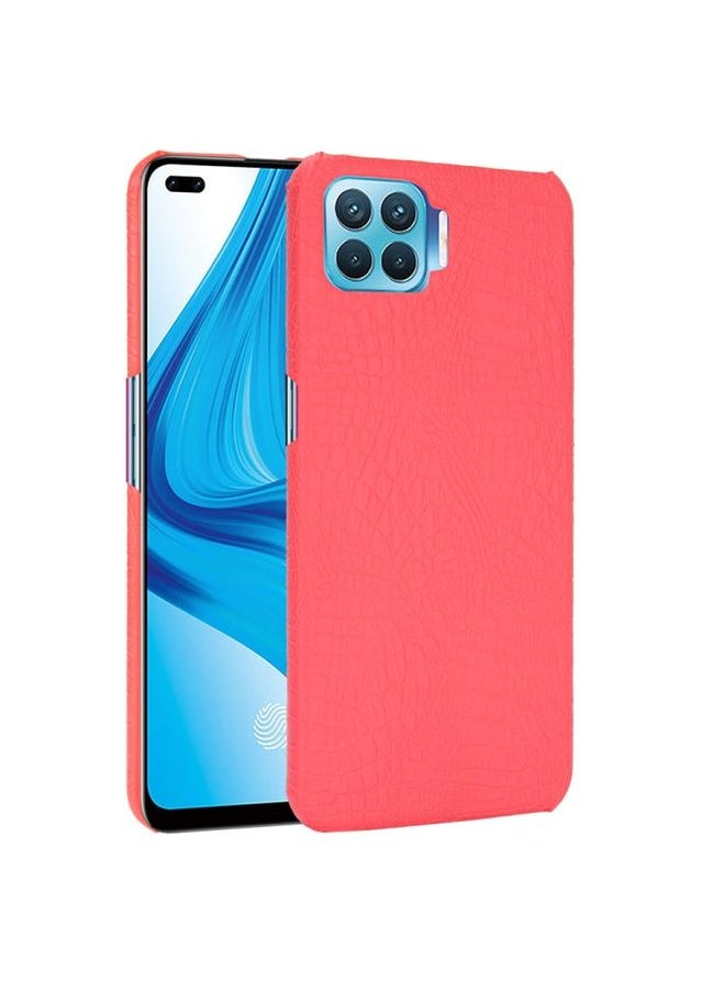 HuHa Case Cover For OPPO F17 Pro / A93 / Reno4 Lite / Reno4 F Shockproof Crocodile Texture PC + PU Case Red 