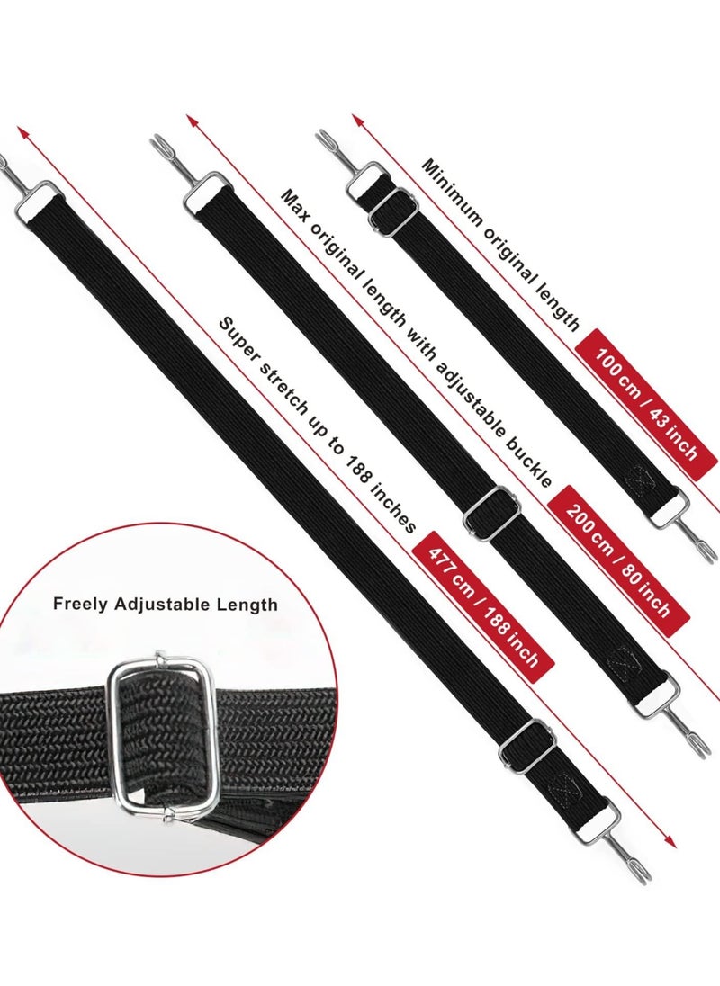 Y&D Bungee Cords With Hooks Set, Black Adjustable 80" Long Flat Heavy Duty Elasticity Straps, with Length Adjustment Metal Buckle Luggage Elastic Rope, for Moving Cargo (4 Pack)  - Image 5