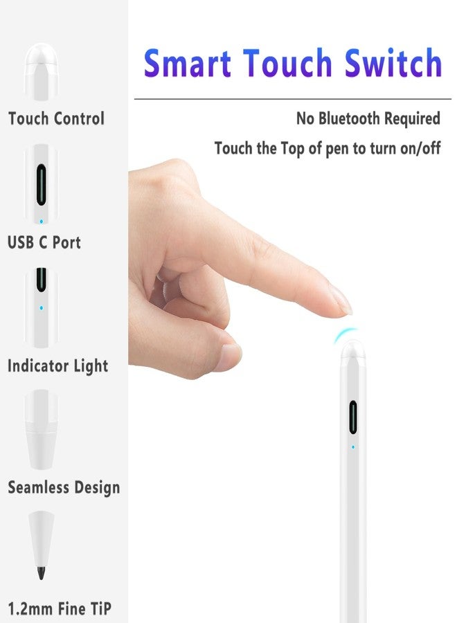 Xiron Stylus Pen for iPad (2018-2025) with Fast Charging & Palm Rejection, Pencil for Apple iPad 11th A16/10/9/8/7/6th, Pro 11“13”M4/12.9 inch, Air 11/13 inch M3 2025&M2 2024/5/4/3rd, Mini A17 Pro/6/5th - Image 4