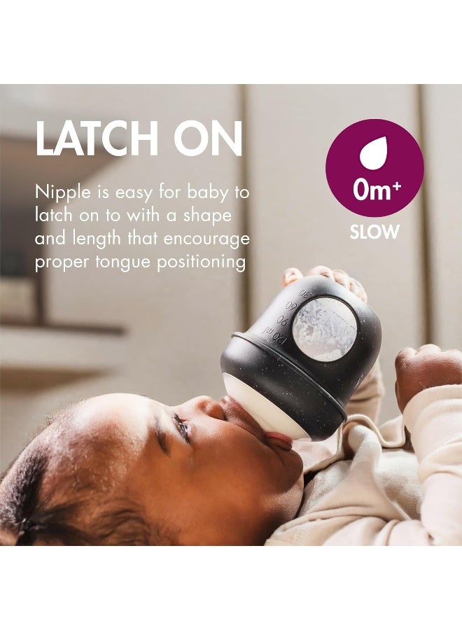 Boon Nursh Reusable Silicone Baby Bottles with Collapsible Silicone Pouch Design - Everyday Baby Essentials - Stage 1 Slow Flow Baby Bottles - Speckle - 4 Oz - 3 Count - Image 5