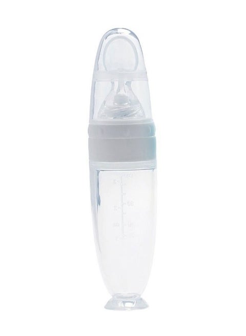Leak-proof Food Dispensing Silicone Baby Feeding Bottle and Spoon White/Clear
