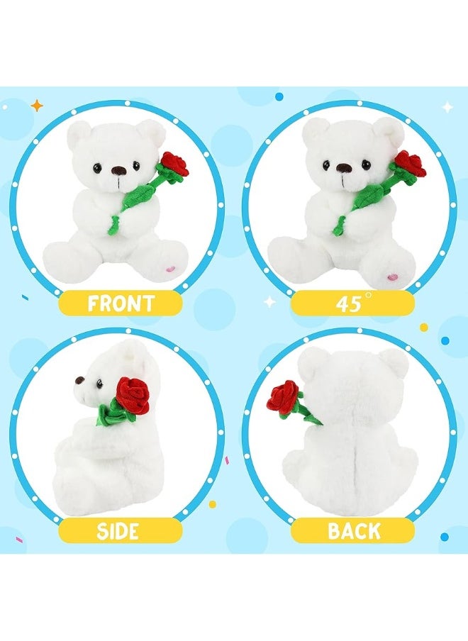 Houwsbaby - Houwsbaby Glow Teddy Bear with Rose Stuffed Animal for Graduate Soft Light Up Plush Toy LED Night Lights Valentineâ€™s Day Gifts for Kids Toddler Girlfriend, White, 10.5'' - Image 1