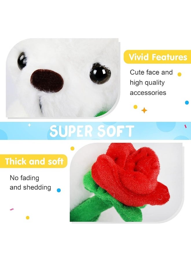 Houwsbaby - Houwsbaby Glow Teddy Bear with Rose Stuffed Animal for Graduate Soft Light Up Plush Toy LED Night Lights Valentineâ€™s Day Gifts for Kids Toddler Girlfriend, White, 10.5'' - Image 1