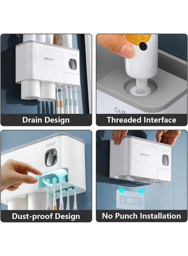 TYZAG Plastic Toothbrush Holder Wall Mounted, Toothbrush Holders for Bathroom, Toothpaste Dispenser with 6 Toothbrush Holder Hook (2 Cup), White - Image 3