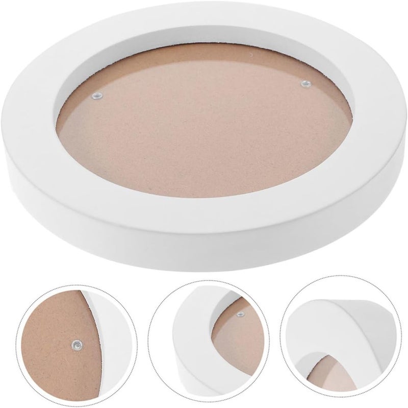 Round Wooden Picture Frame White Circle Photo Display Holder Decorative Wall Hanging Frame for Oil Painting and Home Decor - Image 4