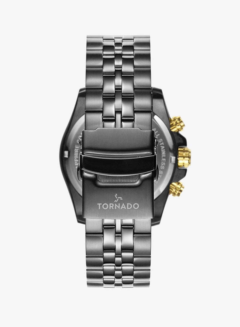 TORNADO Men's Solid stainless steel with Polished outer links and brushed center links. Chronograph Watch T3149B-XBXBG - 46mm mm - Image 3