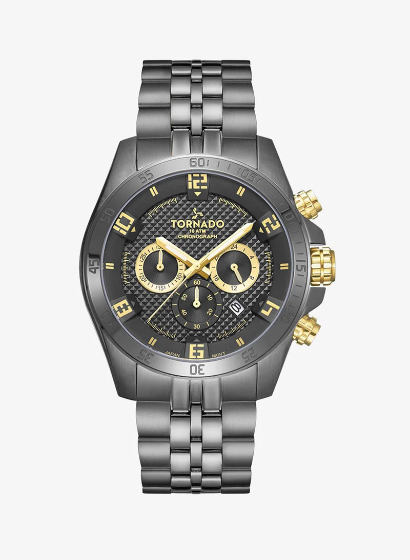 TORNADO Men's Solid stainless steel with Polished outer links and brushed center links. Chronograph Watch T3149B-XBXBG - 46mm mm