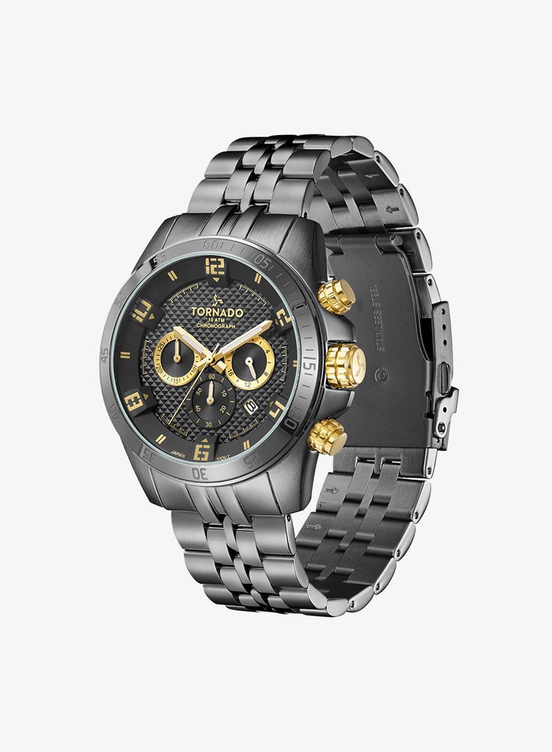 TORNADO Men's Solid stainless steel with Polished outer links and brushed center links. Chronograph Watch T3149B-XBXBG - 46mm mm - Image 2