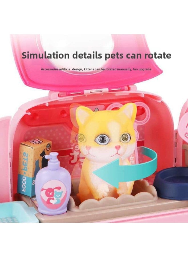 Pet Play House Backpack Toy Cartoon Pink Green Cat Dog Two-in-One Toy-Color:Pink Cat 008-967B-2 - Image 4