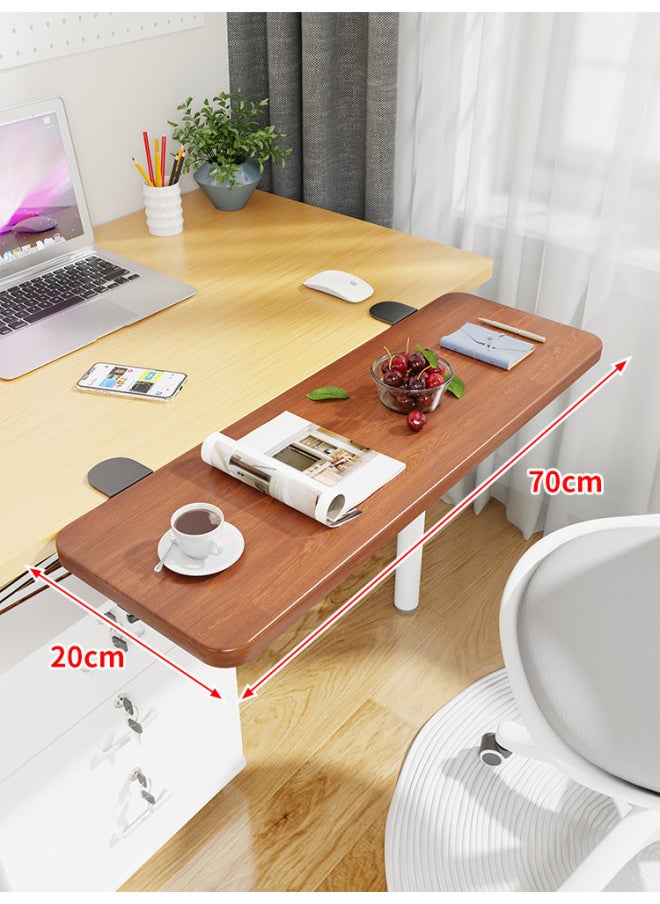 Desktop Extension Hand Support Station Board Dormitory Table Side Table Board Keyboard Bracket Widened Folding Extended Computer Desk-Pattern:Black Bracket + Pomelo Wood Board 70*20*1.2⚑⚑  - Image 1