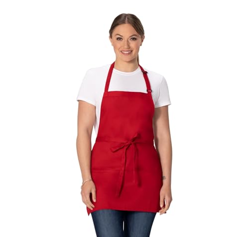 Chef Works Unisex Three Pocket Apron Red One Size - Image 1