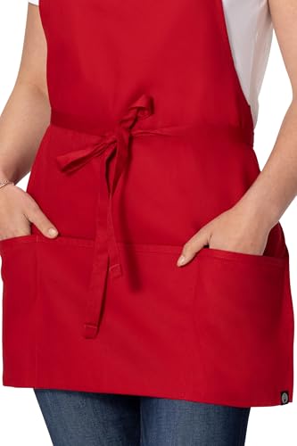 Chef Works Unisex Three Pocket Apron Red One Size - Image 3